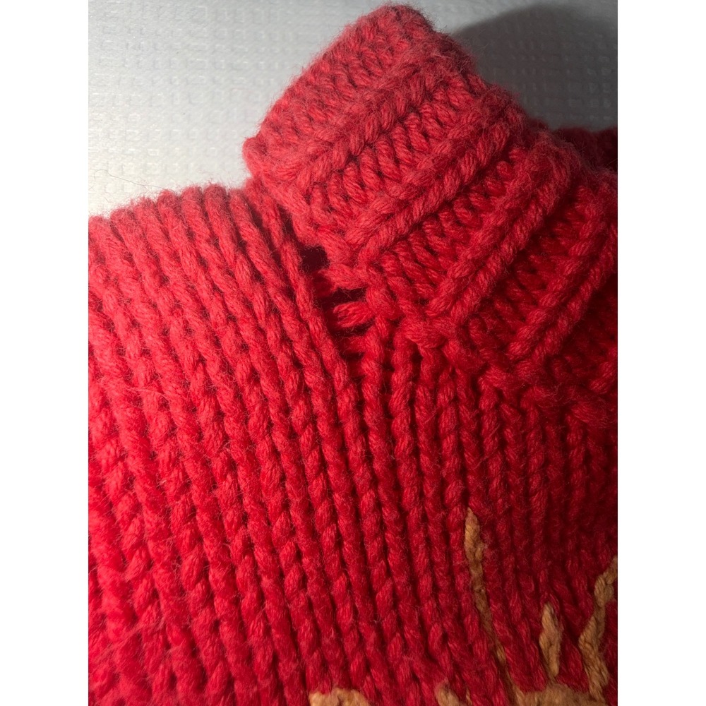 Gougane Handmade Knitwear Red Farm Scene Intarsia Cotton Sweater Kids 2 - Picture 11 of 12